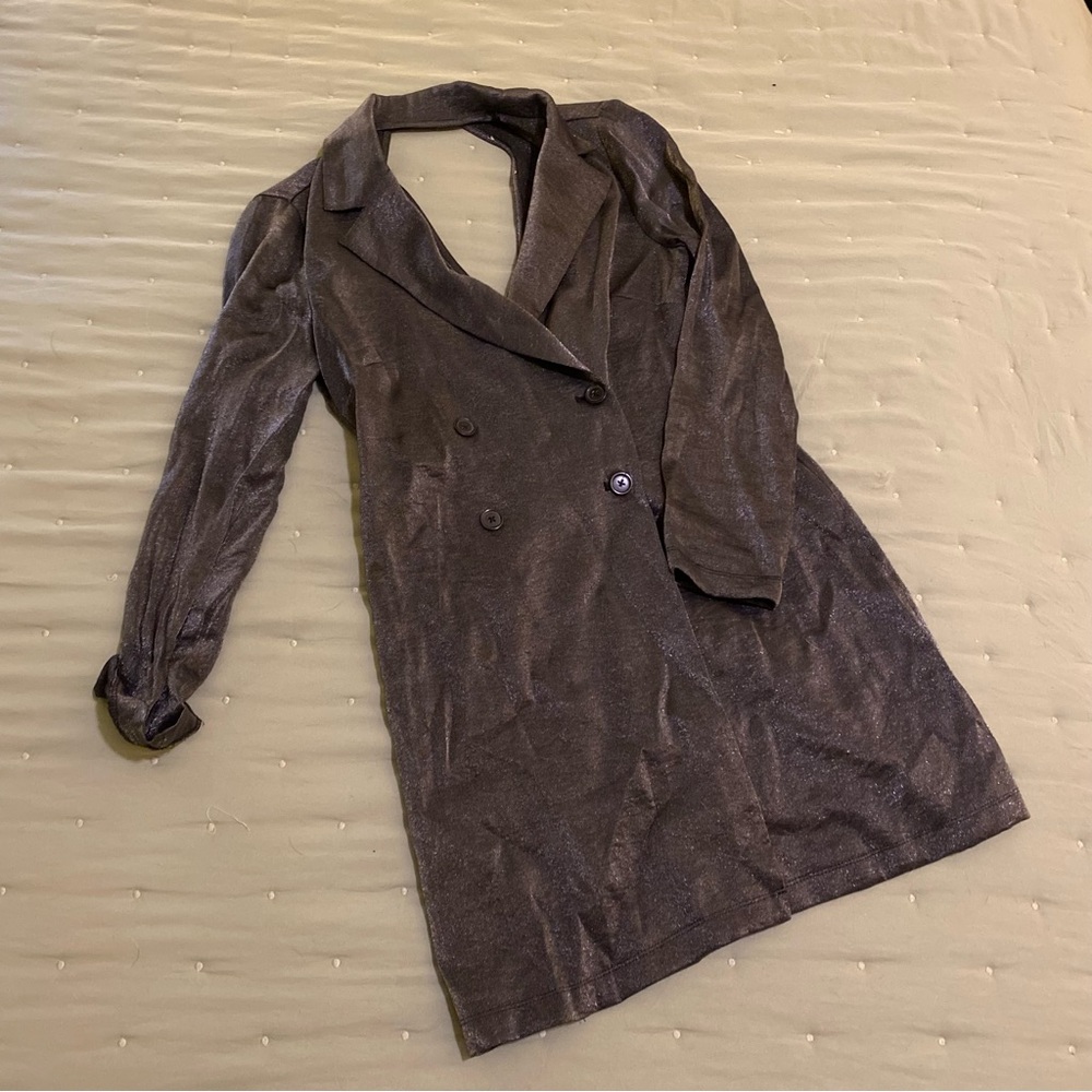 Silver Open Back Knit Blazer Dress